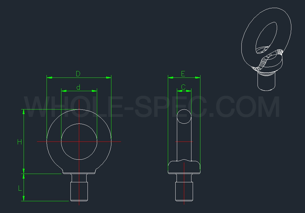 Eye Bolt 寸法図面 KS B 1033 JIS B 1168