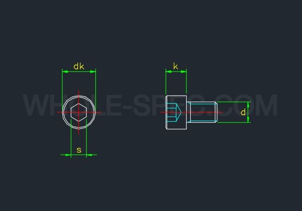 Socket Head Cap Screw 寸法図面 ISO 4762 JIS B 1176