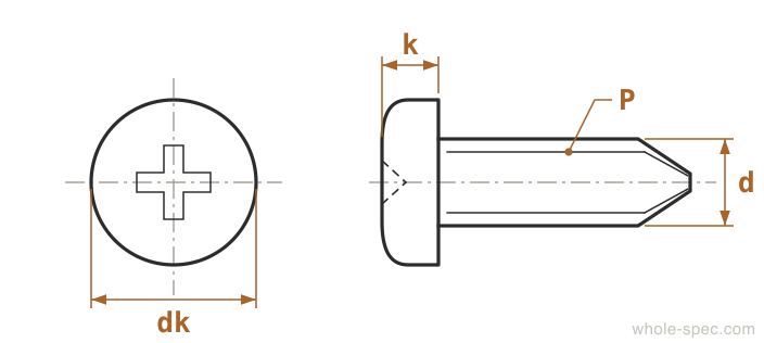 Tapping Screw Dimension Drawing KS B 1032 JIS B 1115
