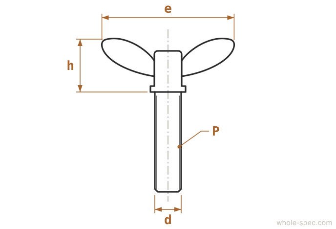 Wing Bolt Dimension Drawing DIN 316