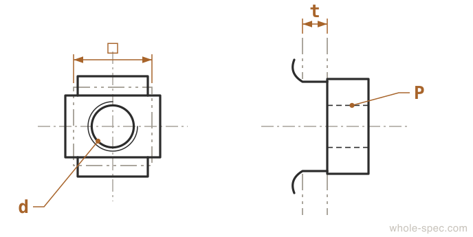 Cage Nut Dimension Drawing -