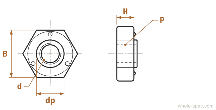 Weld Nut Dimension Drawing -