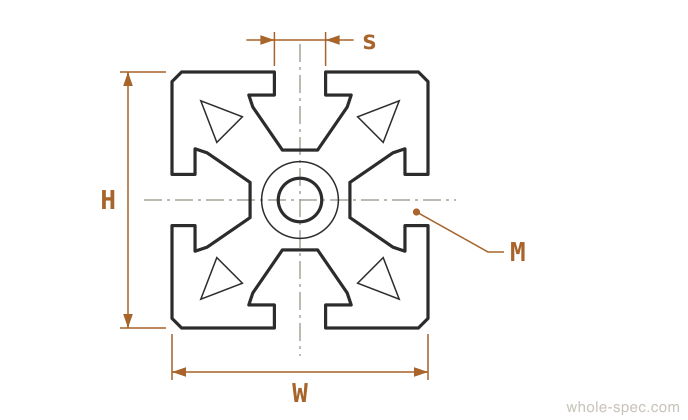 () Aluminum Profile (Light) Dimension Drawing - JIS H 4100